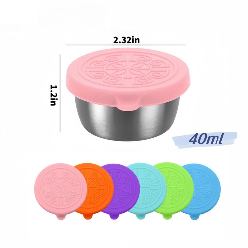 AiFunT 6pcs 2.4 Oz 40ml mini Stainless Steel Condiment Containers