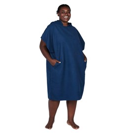Dock & Bay Adult Beach Poncho - Hooded Towel with Deep Pockets - for Beach & Pool - Super Absorbent, Quick Dry - Yosemite Navy, Large (105x80cm, 41x31)