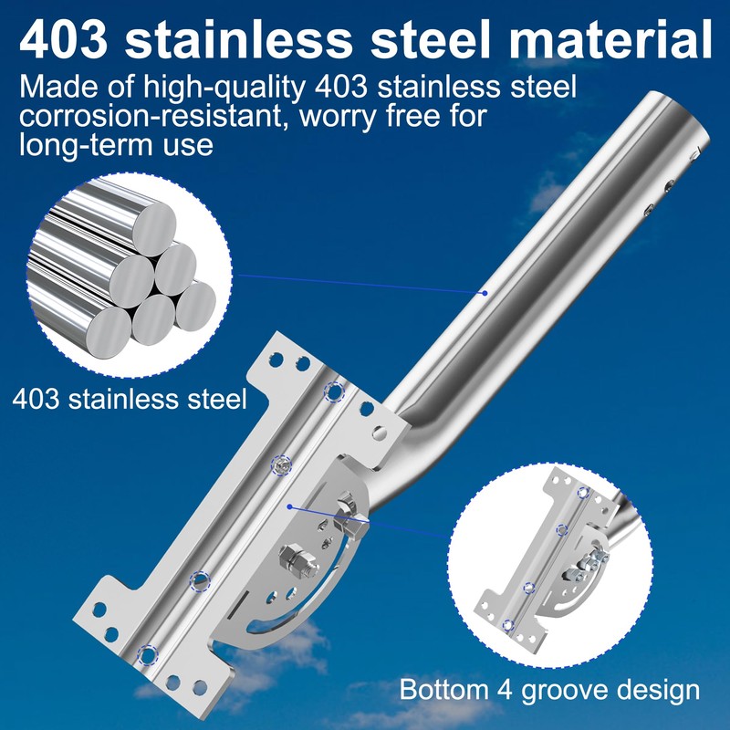 Universal Heavy-Duty Pole Mount, Rustproof Stainless Steel J-Pipe Antenna Mount