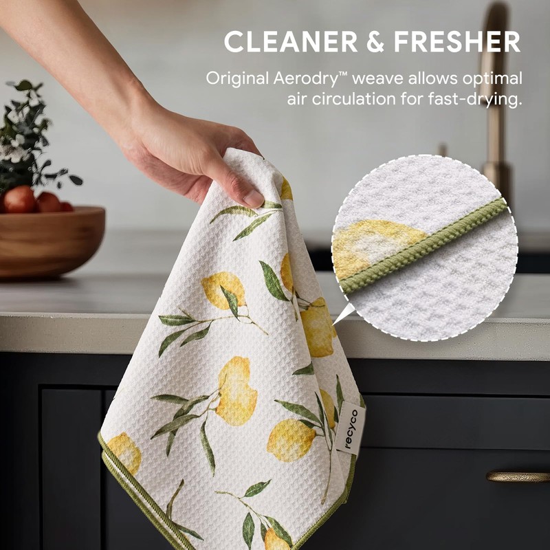 RECYCO Waffle Kitchen Towel Set of 2 - Quick Dry