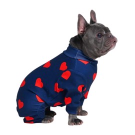 Spark Paws Dog Pajama, Ultra-Soft and 4-Way Stretch, Recovery-Suit PJ Onesie for Small, Medium and Large Breeds - Hearts - XL