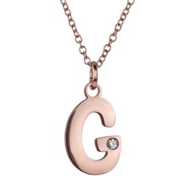 LuckyLy Set de Joyería para Mujer de Iniciales, Acero Inoxidable con Baño de Oro Rosa 18k y Zirconia Cúbica, Juego de Collar y Aretes Letras – Accesorios, Regalos para Mujer Originales y Regalos para Mamá, Modelo Yara, Letra G