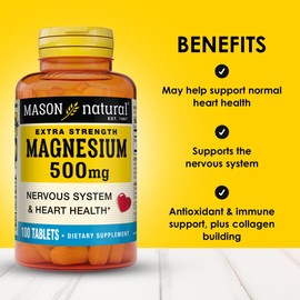 Mason Natural Magnesium 500 mg Extra Strength, 100,Day Supply, 1 Pack