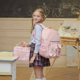 ACESAK Backpack for Girls - Bookbag Backpacks Schoolbag for Girls Kids Teen Women Casual Travel Daypacks - School Bag Elementary Middle School College Cute Backpack with Lunch Box (Pink)