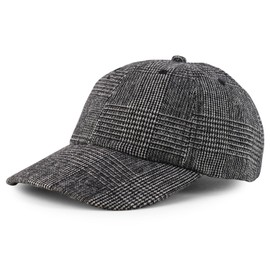 Trendy Apparel Shop - Gorra de béisbol sin estructura de mezcla de lana a cuadros, Cuadros grises, One Size