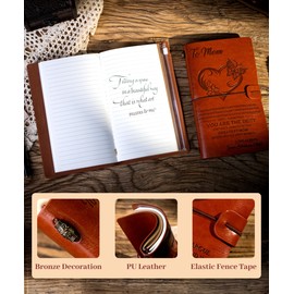 MINICAGIE Gifts for Mom Leather Journal, To My Mom Gifts 140 Page Refillable Notebooks, Christmas Mothers Day Valentines Day Birthday Gifts for Mom from Daughter Son
