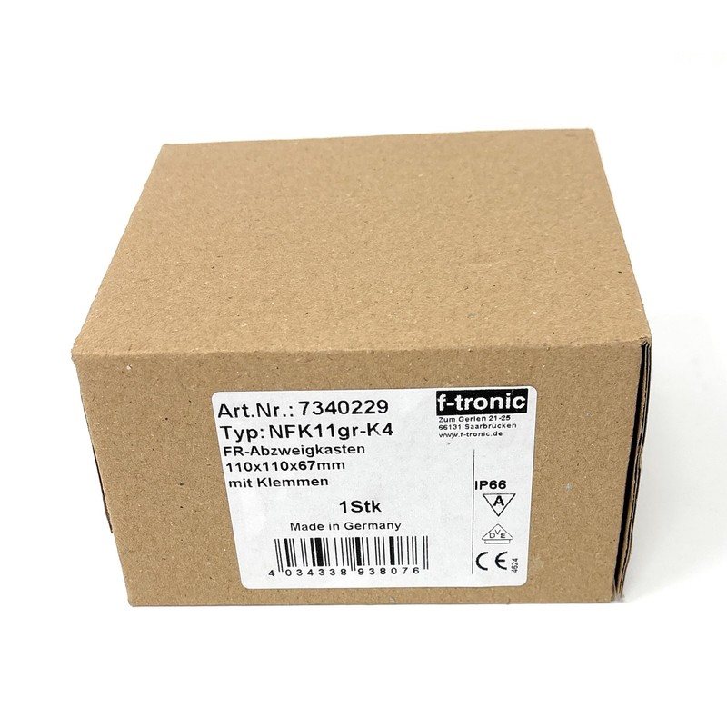 f-tronic FR Junction Box NFK11gr-K4, IP66, Grey, NEPTUN Compact (110