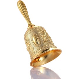 Hand Call Bell Extra Loud Solid Brass Call Bell for Ringing at Wedding, Hand Bells for Seniors Bedside, Teacher Classroom Bell, Dinner Bell, Tibetan Bells, Meditation Bell