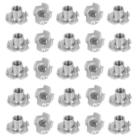 HAFRILY M6 T-Nuts Stainless Steel 4-Pronged Tee Nut for Wood Furniture (Pack of 25)