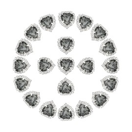 PATIKIL 30PCS Heart Rhinestones, Sew on Rhinestones Buttons Crystal Heart Nail Charm Embellishment Flatback Diamond for Sewing DIY Clothing Wedding, Gray
