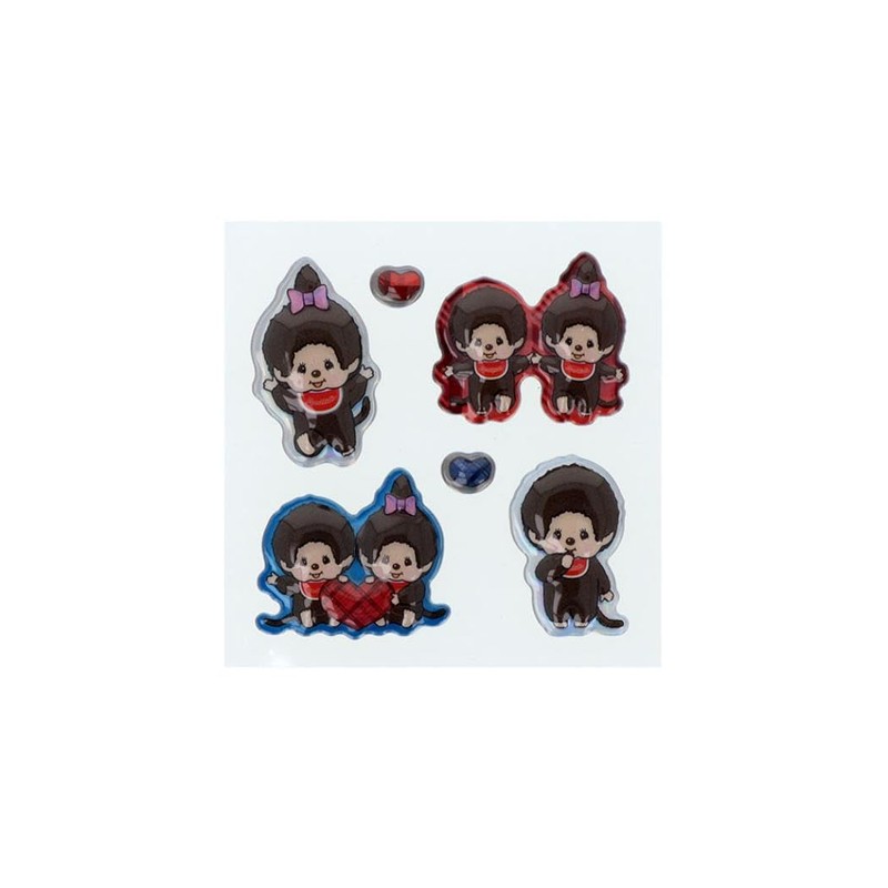 Sun-Star Stationery Monchhichi Goods Sticker Puffy Blue Check S8813957
