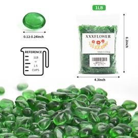 XXXFLOWER Glass Beads for Vase Filler 0.12-0.24 Inch Green Rocks for Vases Decorative Gems Stones for Crafts and Aquariums Colorful Glass Marbles and Pebbles for DIY Projects