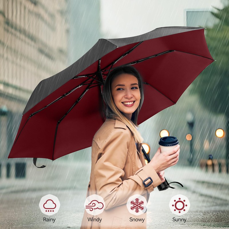 TechRise Umbrella, Compact Strong Windproof Automatic Umbrellas, Folding Lightweight, Portable