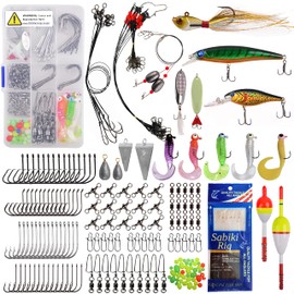 OROOTL Saltwater Fishing Tackle Kit -212pcs Ocean Fishing Tackle Box Include Fishing Rigs Hooks Minnow Lures Jig Spoons Swivels Snaps Weights Wire Leaders Floats Beads Surf Fishing Gear Accessories