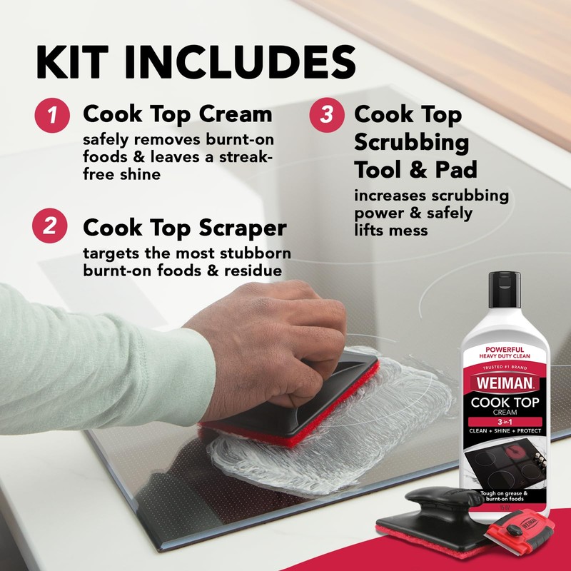 Weiman Glass Cooktop & Stove Top Cleaner Kit, Removes Grease