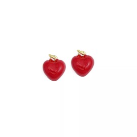 BestBeadsBeyond Red Enamel Puffy Heart Charm Pendant,Sku#LD