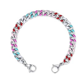 LinnaLove Stainless Steel Interchangeable Chain for Medical Alert id Bracelets for Women and Men (multi-color-7 in)