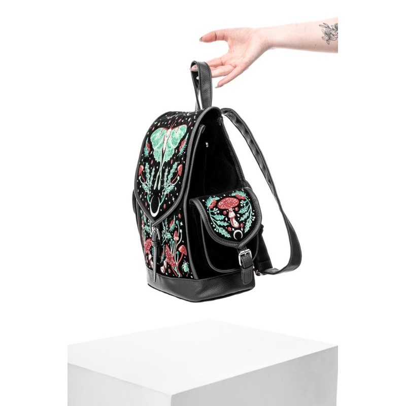 Restyle Autumnal Equinox Backpack Gothic Moth Mushroom Embroidered Bag