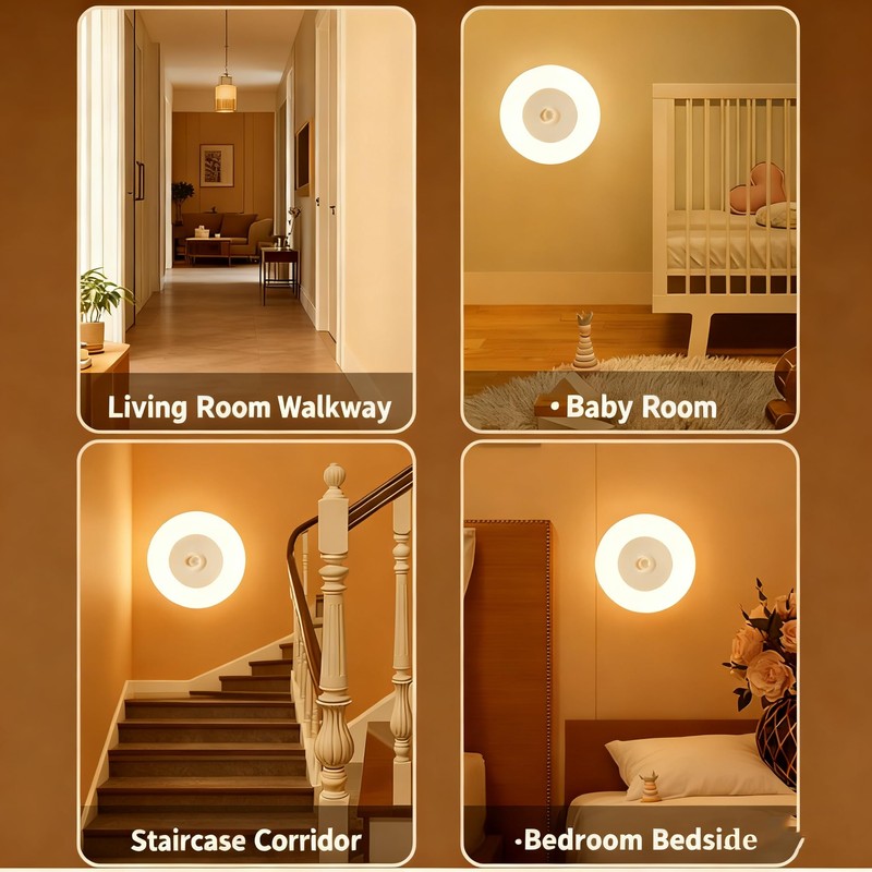 Iwinna Motion Sensor Night Light, Rechargeable, 3 Color Modes Nightlight,