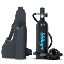 SEBiger S400plus Mini Scuba Tank 1.0L Portable Mini Diving Tank Reusable Pony Bottle Up to 20 Minutes Diving Air Tank Kit Diving Oxygen Cylinder for Underwater Exploration Rescue,A-BK