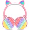KOOLMARK Audífonos Bluetooth Pop It con Orejas de Gato y Luz LED Inalámbricos de Diadema (Rosa)