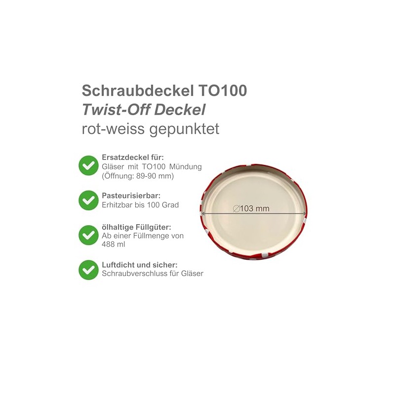 Devitre Twist-Off Lid 100 mm TO100 | 6 Replacement Lids