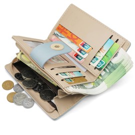 YERUUE Women's Purse, Women's Small Purse, Made of Smooth and Soft PU Leather, Large Capacity with Zip, Press Stud and Many Compartments, lightblue, Minimalist