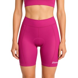 Wixen Women Triathlon Shorts Quick Dry Performance Triathlon Shorts for Women - 6 Inch Bike,Run & Swim 2 Pockets Pink_m