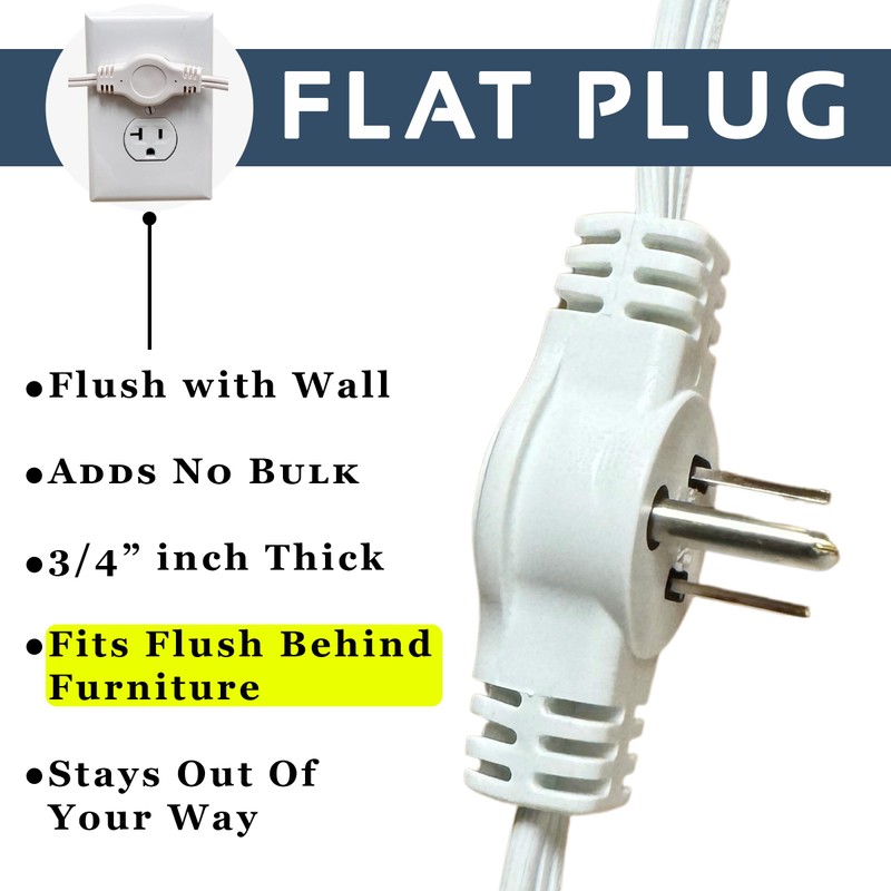 W4W Twin Extension Cord Power Strip - 3 Prong -