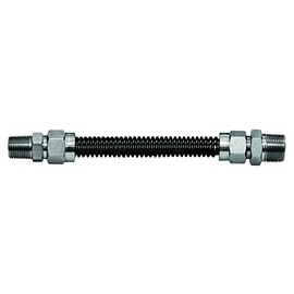 Highcraft GUHD-CD-30B Gas Line Hose 3/8'' O.D. x 30'' Length with 1/2 in. MIP Fitting, Black Coated Stainless Steel Flexible Connector, 30 Inch