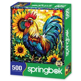 Springbok's Fall Rooster 500 Piece Puzzle for Adults is a Vivid Mosaic of a Colorful Rooster - Ideal for Sharing with Friends