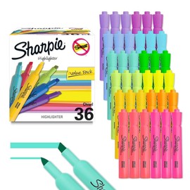 Sharpie Tank Highlighter Chisel Tip 12 Various Fashion Colors Value Pack 36 Count - Study Notes / 샤피 탱크 형광펜 끌 팁 12가지 다양한 패션 컬러 밸류 팩 36 카운트 - 공부 필기