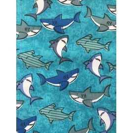 100% Cotton Fabric Sold by The Yard 1 Yard = 36 in. Length (Packed Sharks)