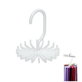 YAFIYGI Circular Tie Hanger Updated Twirl Tie Rack Adjustable Twirl Tie Rack Tie Belt, Multipurpose Organizer for Closet Storage (White)