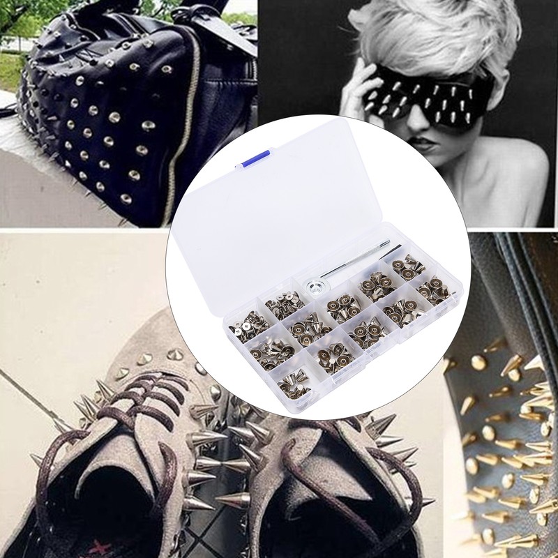 Punk Rivets Bucket Shape Spikes Zinc Alloy Craft Making Accessories