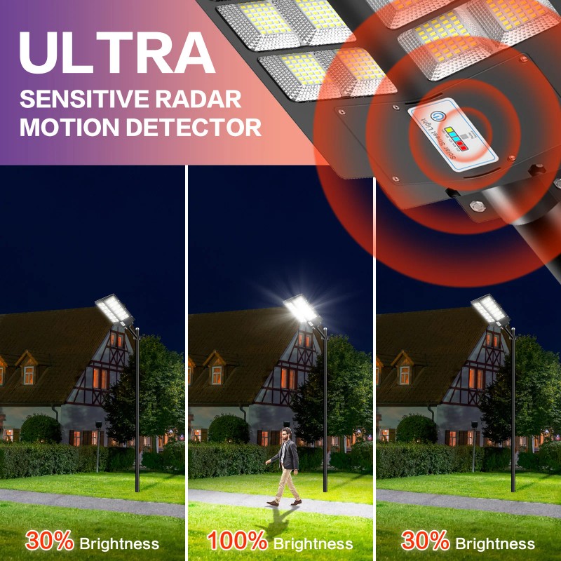 High Power Solar Street Light With Adjusted Brightness Motion Sensor