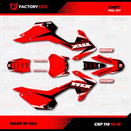 Factory EFX Red & Black Crf110 Shift Racing Graphics kit fits Honda 2013-2018 decal 13-18