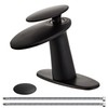 Wovier Matte Black Waterfall Bathroom Sink Faucet,Single Handle Single Hole Brass Lavatory Vanity Faucet,Slanted Body Basin Mixer Tap with Supply Hose and Pop Up Drain Assembly