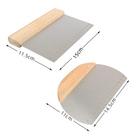 Dough Cutter, Dough Spatula, 2 Pieces Semicircular and Rectangular DIY Baking Scraper Made of Stainless Steel with Scales and Wooden Handle for Cutting Dough, Pizza, Nougat