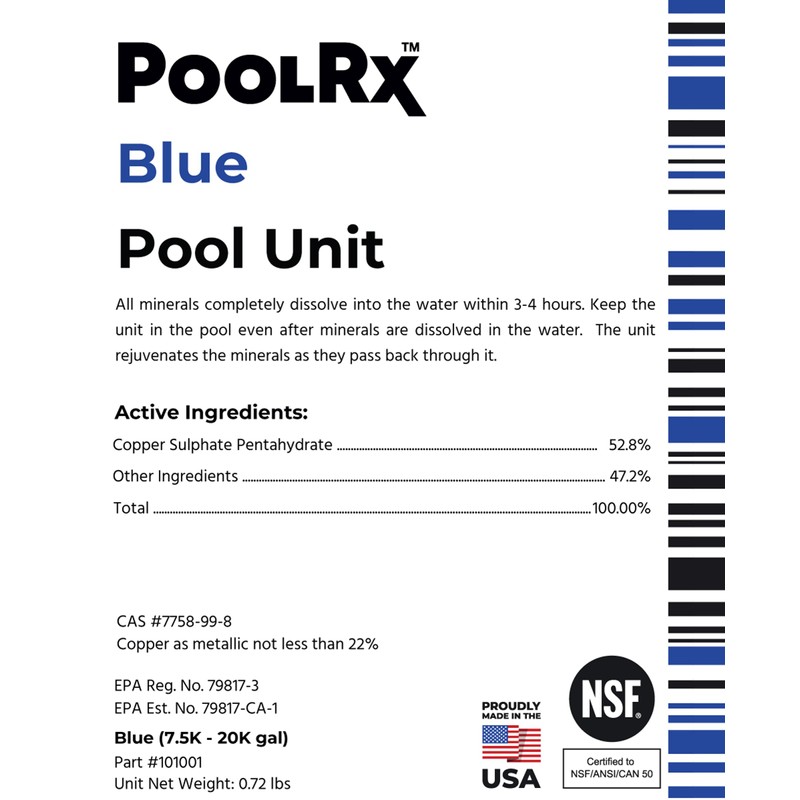 PoolRx Pool Unit #101001 6 Month Algaecide Blue Treats 7.5k-20k