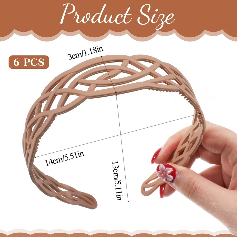 6 Pack Springtime Design Plastic Headbands for Women