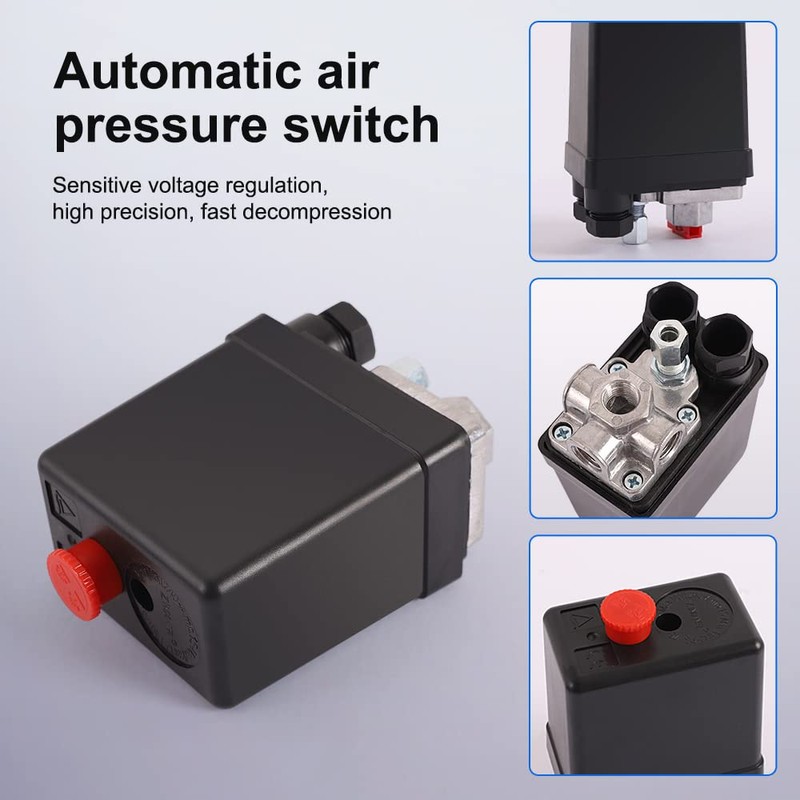 Dent-de-lion Air Compressor Pressure Switch Black Valve with Control 90-120
