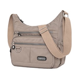 NOTAG Crossbody Bags for Women Multi-Pocket Casual Crossbody Handbags Lightweight Waterproof Shoulder Bag (Apricot)