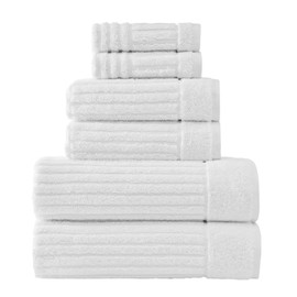 Classic Turkish Towels - 6 Piece Luxury Bath Towels Set - 100% Cotton, Quick Dry, Soft and Super Absorbent Bath, Hand and Washcloths Towels (2 Each), White