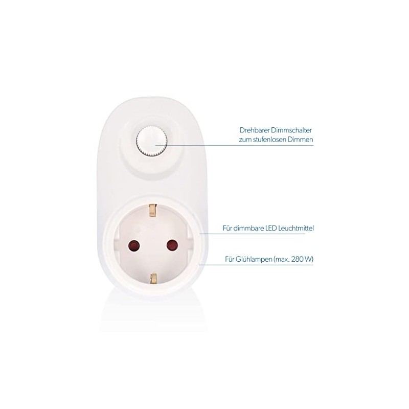 UNITEC 47535 Adaptor Plug with Dimmer, Socket Dimmer for Bulbs