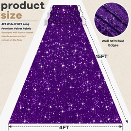 ROMANKAS Glitter Aisle Runner Purple Carpet Runner for Party Wedding Aisle Runner Outdoor 4ftx15ft Bling Aisle Runner for Wedding Ceremony Sequin Runner Rug for Bridal Reception Decoration