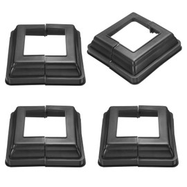 sourcing map 4Pcs Post Base Cover, 6"x5.75" (Internal Size 3.25"x3.25") PVC Split Style Post Skirt, Porch Column Wrap for Post Fence Deck Cable Railing Baluster Stair Rails, Black