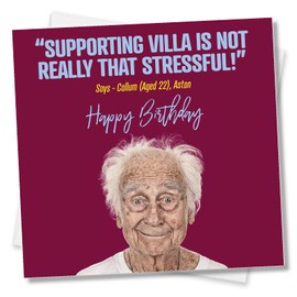 Punkcards - Villa Birthday Card, Funny Football Birthday Card, Aston Villa Fan, Supporter Birthday Card