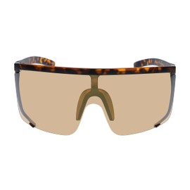 Flawless Unisex Oversized Super Shield Mirrored Lens Sunglasses Retro Flat Top Matte Black Frame (Brown Mirror)