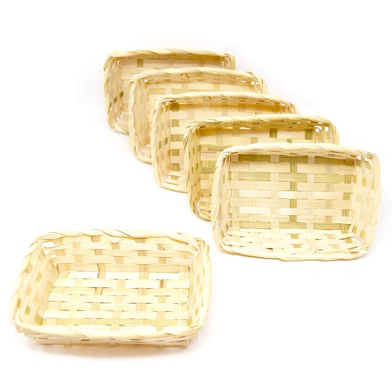 Lashuma Set of 6 Rectangular Bamboo Baskets, Flat Filling Baskets,